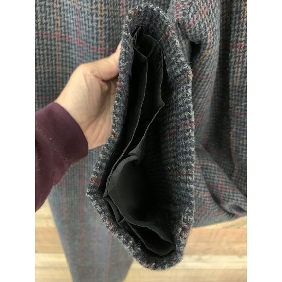 Vintage Wool Blend Herringbone Plaid Lined Pleated Trousers Pants Size 14 Cozy - Picture 8 of 10